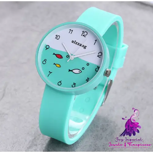 Girls Color Silicone Strap Cartoon Watch