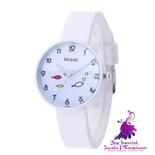 Girls Color Silicone Strap Cartoon Watch