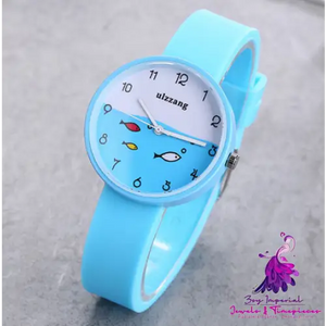 Girls Color Silicone Strap Cartoon Watch