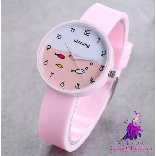 Girls Color Silicone Strap Cartoon Watch