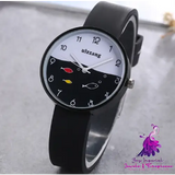 Girls Color Silicone Strap Cartoon Watch