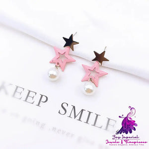 Asymmetric Pearl Flower Earrings with Korean Bow