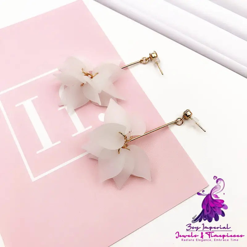 Asymmetric Pearl Flower Earrings with Korean Bow