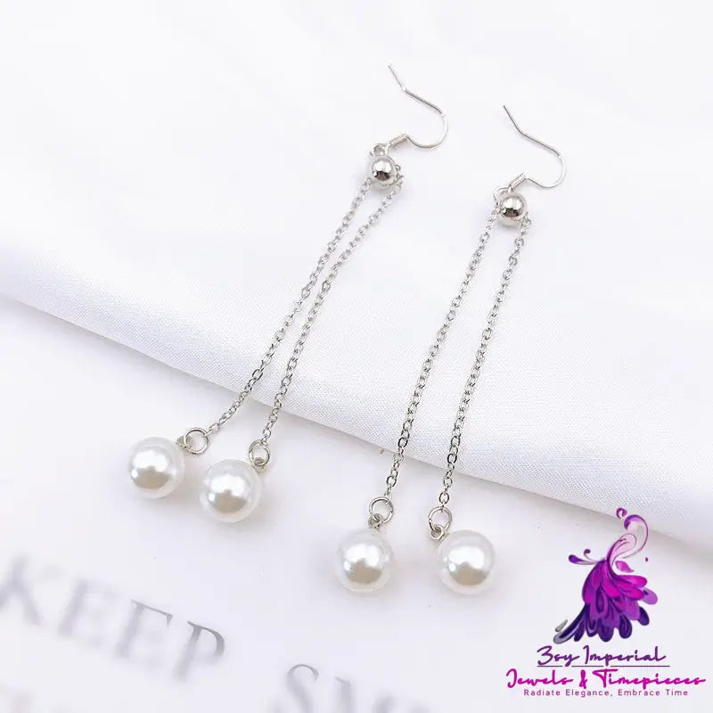 Asymmetric Pearl Flower Earrings with Korean Bow