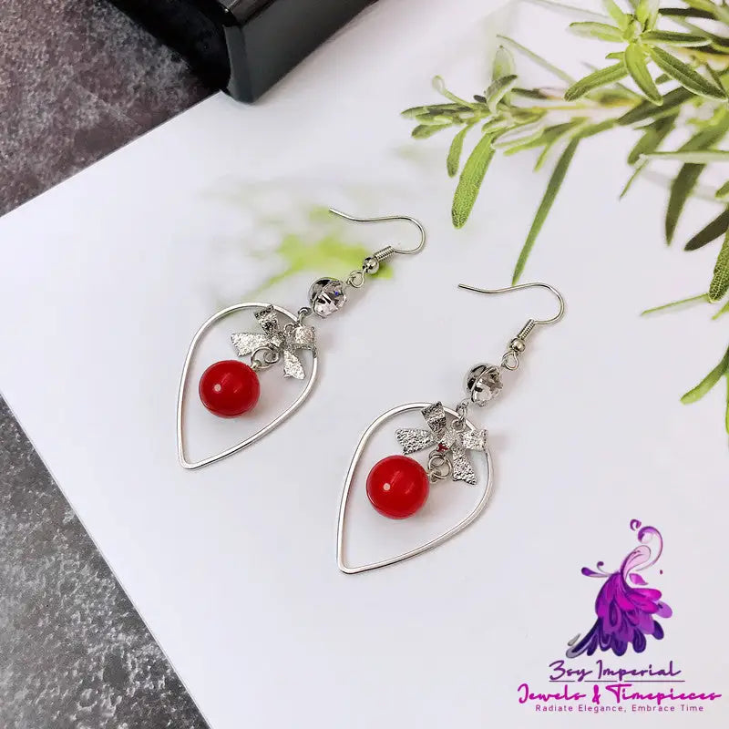 Asymmetric Pearl Flower Earrings with Korean Bow