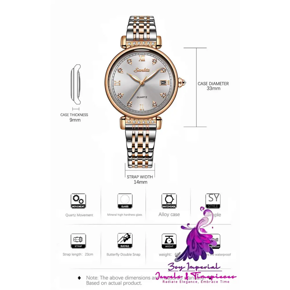 SUNKTA Waterproof Ladies Quartz Watch