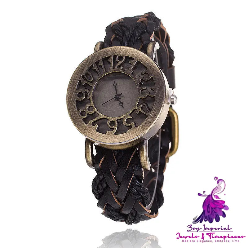 Retro Hollow Leather Ladies Watch