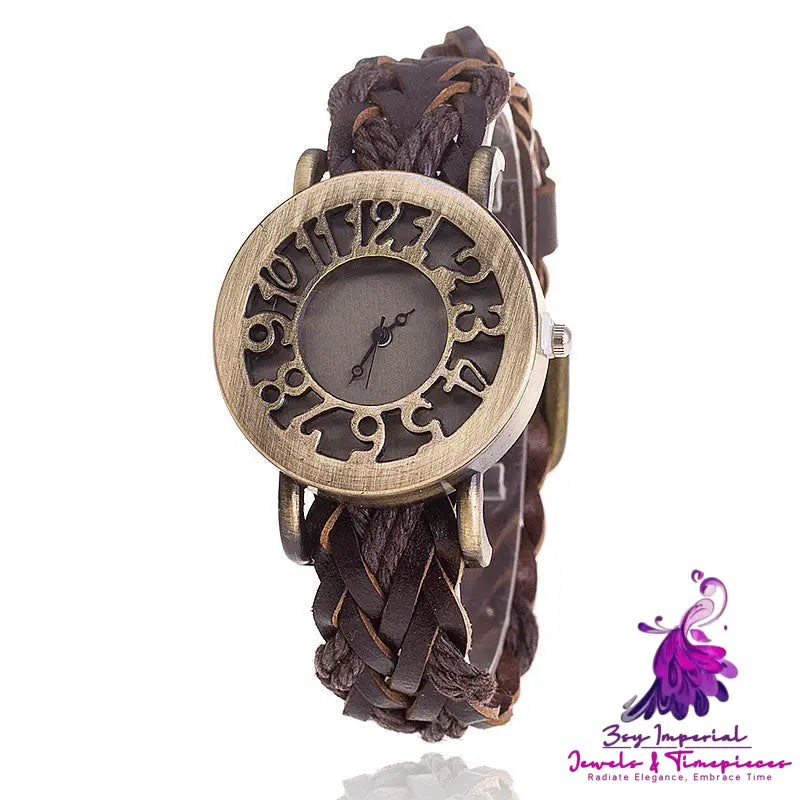 Retro Hollow Leather Ladies Watch