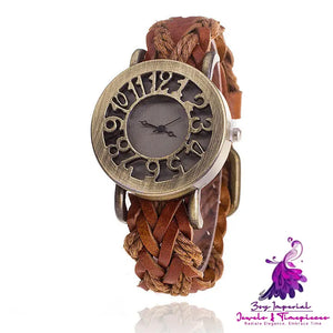 Retro Hollow Leather Ladies Watch