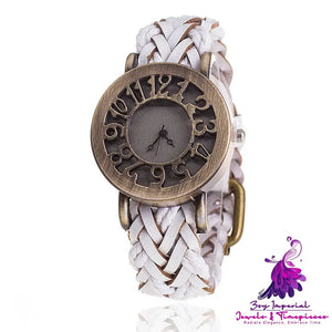 Retro Hollow Leather Ladies Watch