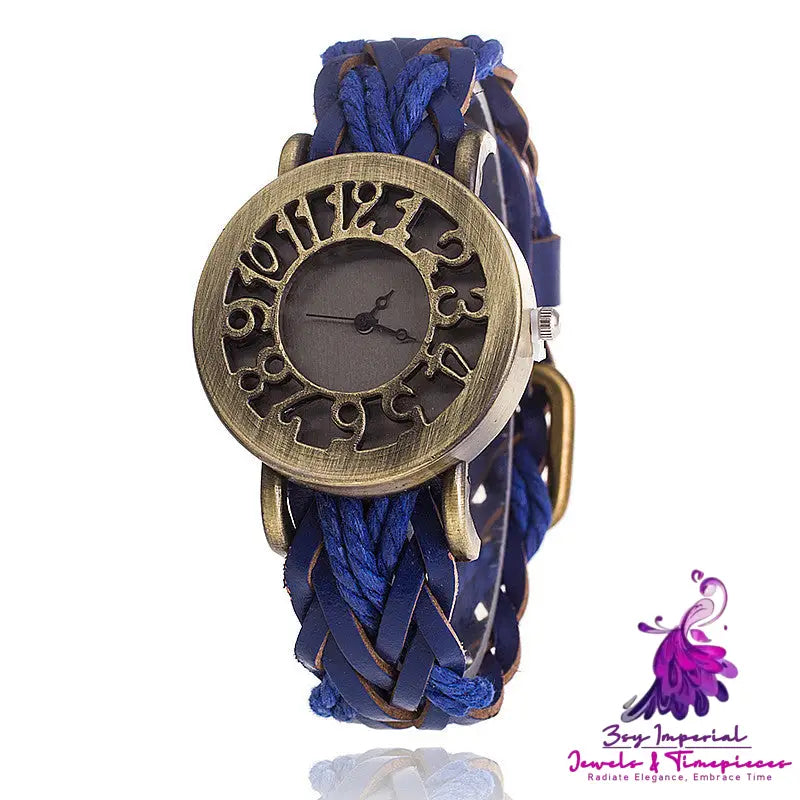 Retro Hollow Leather Ladies Watch