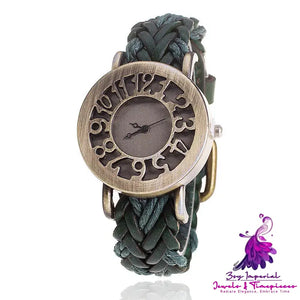 Retro Hollow Leather Ladies Watch