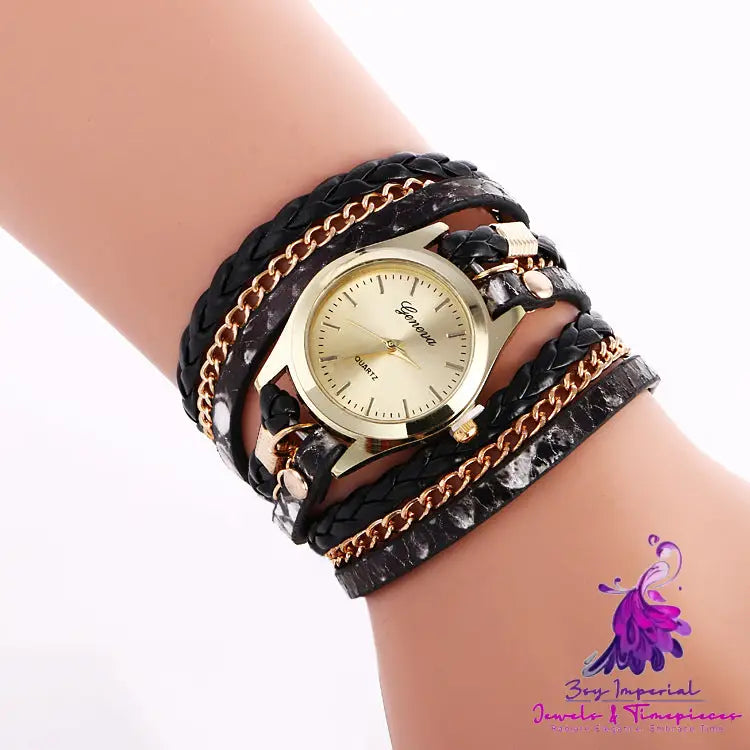 Fashion Ladies Wrap Leopard Bracelet Watch