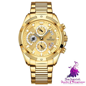 Multifunctional Trendy Quartz Watch with Large Dial