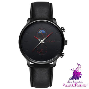 Ultra-thin Quartz Men’s Watch with Leather Belt