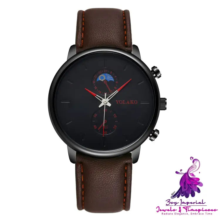 Ultra-thin Quartz Men’s Watch with Leather Belt