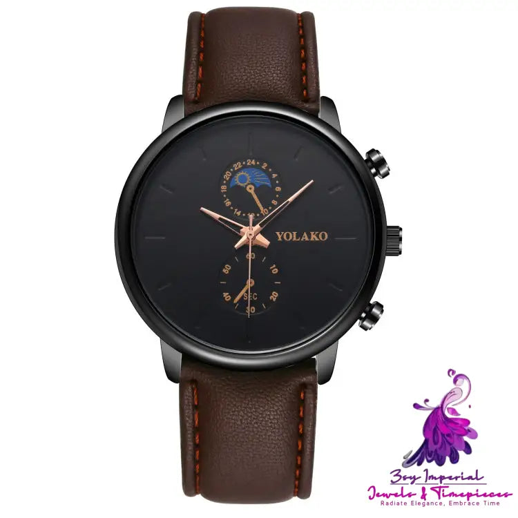 Ultra-thin Quartz Men’s Watch with Leather Belt