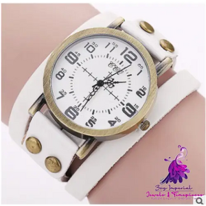 Vintage Leather Bracelet Watch for Women