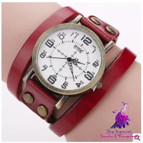 Vintage Leather Bracelet Watch for Women