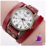 Vintage Leather Bracelet Watch for Women