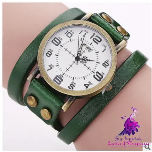 Vintage Leather Bracelet Watch for Women