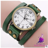 Vintage Leather Bracelet Watch for Women