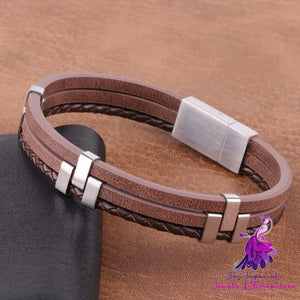 Simple Leather Rope Stainless Steel Necklace