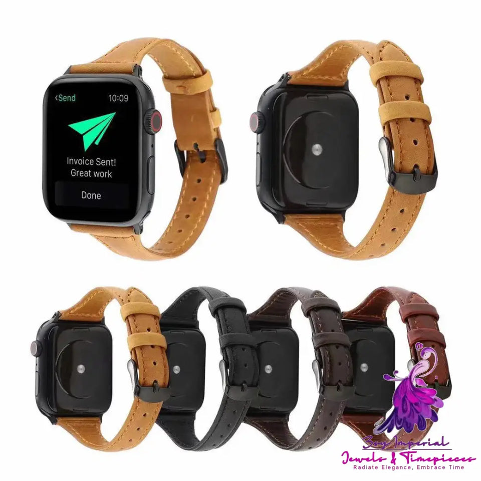 Leather Thin Buckle Watch Strap Suitable for Various Watches