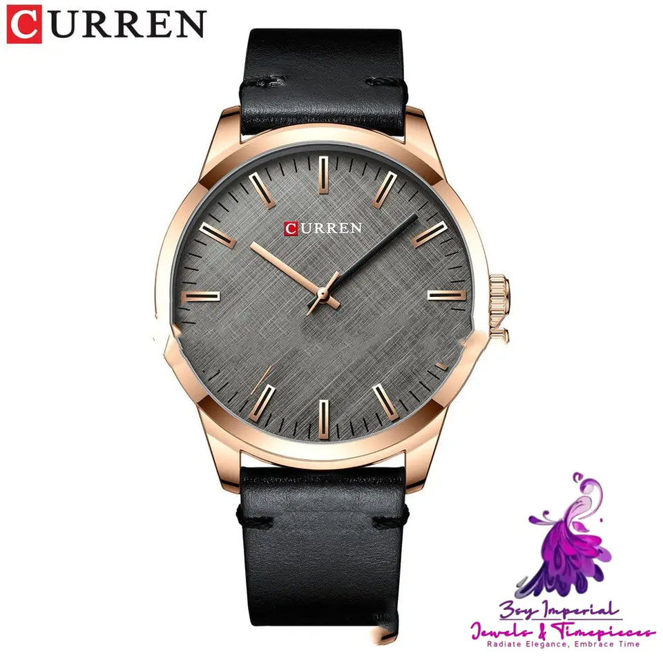 Round Waterproof Men’s Leather Watch