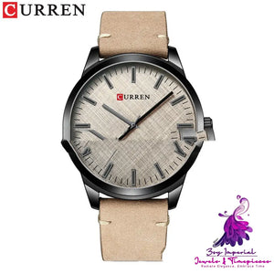 Round Waterproof Men’s Leather Watch