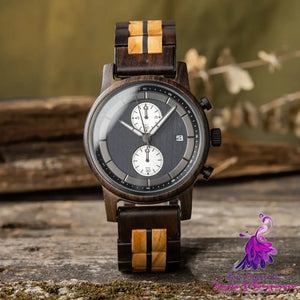 Leisure Sports Wood Men’s Watch with Stainless Steel Back