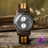 Leisure Sports Wood Men’s Watch with Stainless Steel Back