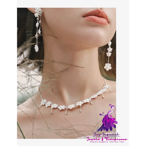 Light Luxury Niche White Flower Necklace