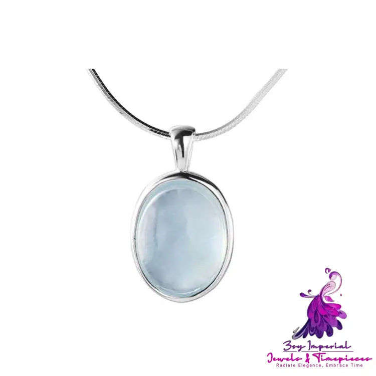 Oval Water Drop Pendant Necklace