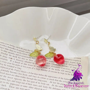 Long Bright Strawberry Earrings