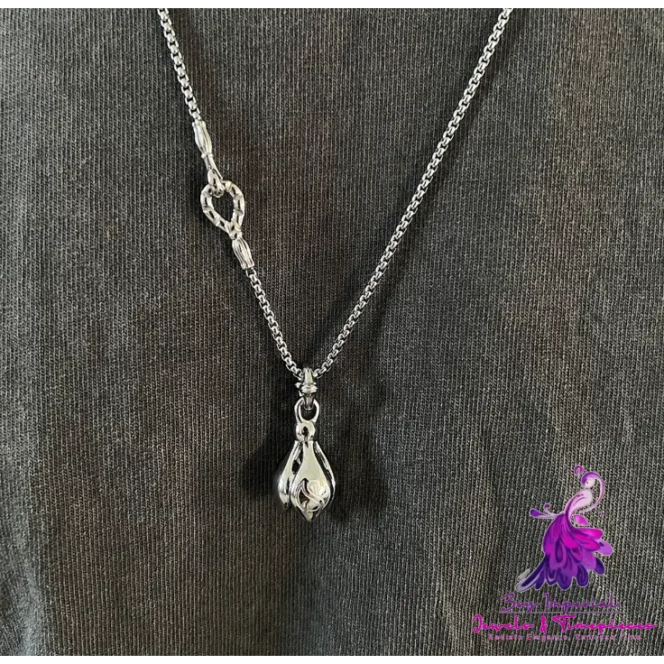 Titanium Steel Lotus Bell Necklace