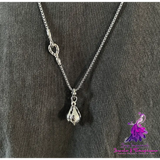 Titanium Steel Lotus Bell Necklace