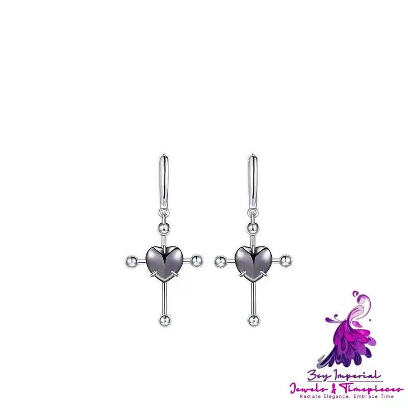 Metal Gray Love Ear Buckle Earring