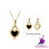 New Titanium Steel 18K Gold Double-sided Love Heart-shaped