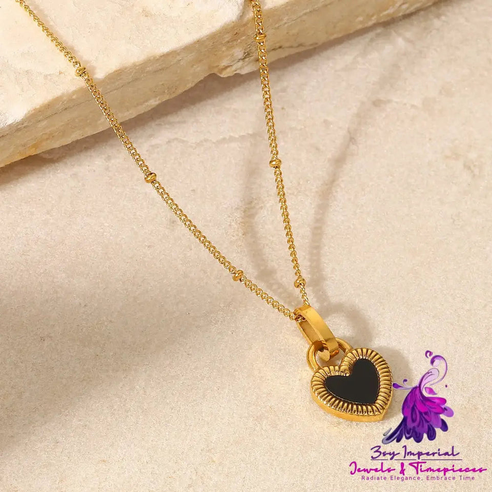 New Titanium Steel 18K Gold Double-sided Love Heart-shaped