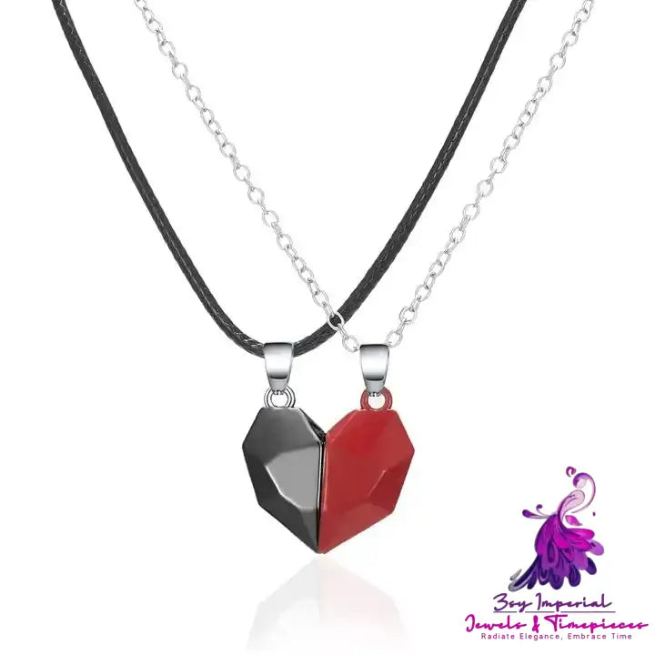 A Pair Of Three-dimensional Love Magnet Stitching Necklace