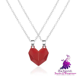 A Pair Of Three-dimensional Love Magnet Stitching Necklace