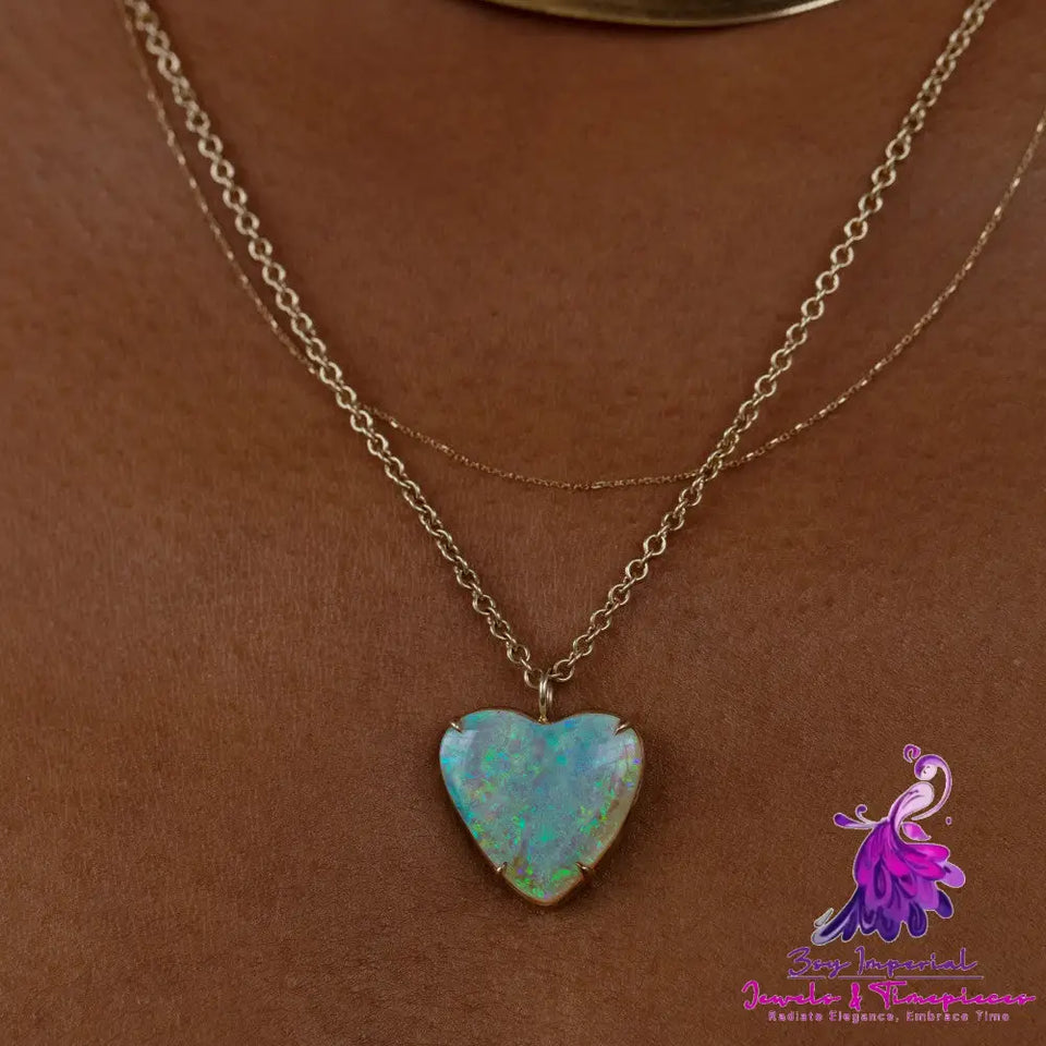 Transparent Opal Love Necklace