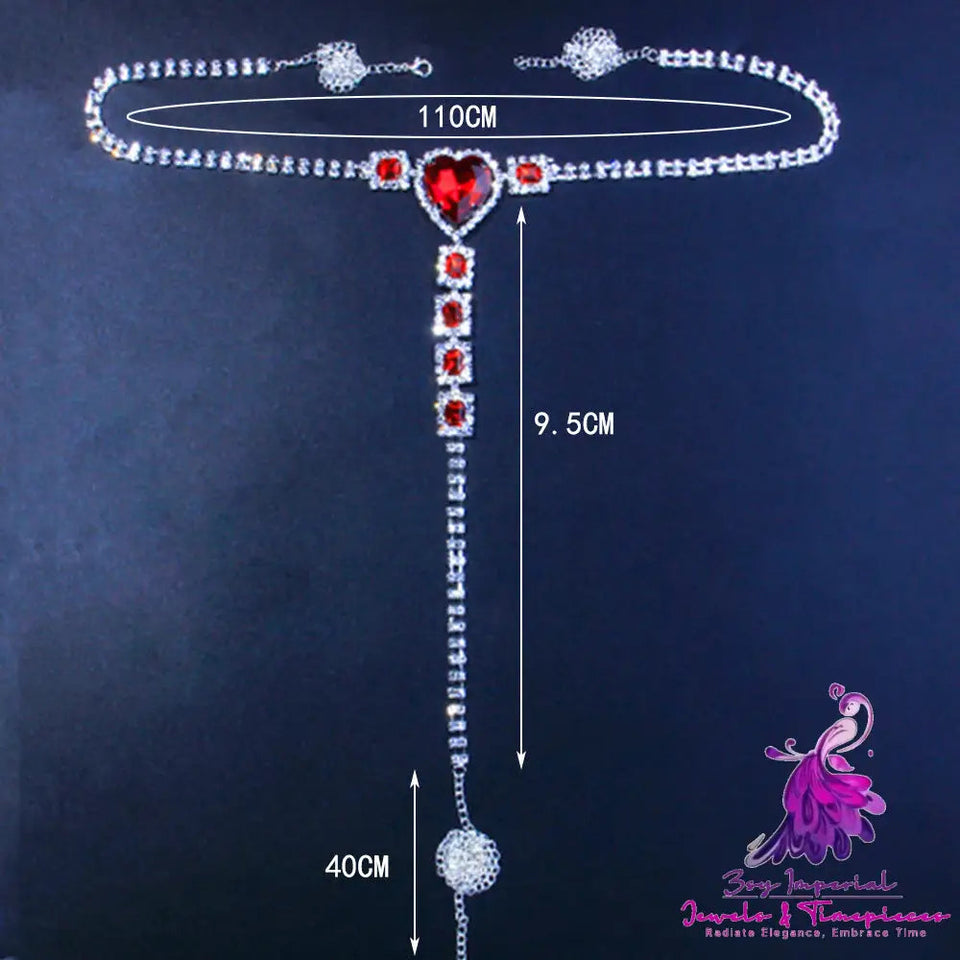 Sexy Love Rhinestone Underwear Body Chain