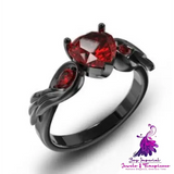 Red Zirconia Love Ring