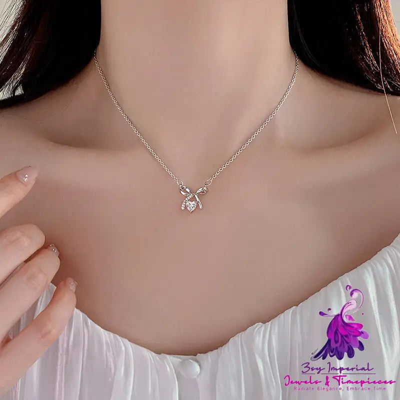 Love Zircon Bow Necklace