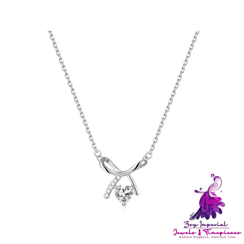 Love Zircon Bow Necklace