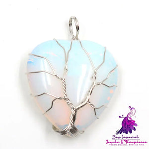 Lovers Peach Heart Tree Of Life Necklace