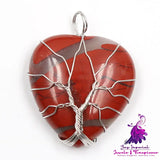 Lovers Peach Heart Tree Of Life Necklace