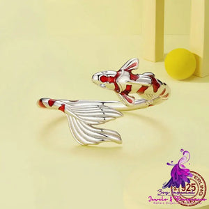 Red Lucky Koi Sterling Silver Ring